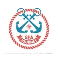 Anchor logo, nautical adventure emblem, t-shirt print style.