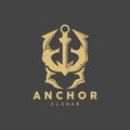 Anchor Logo, Ocean Ship Vector, Simple Minimalist Design, Anchor Icon, Spartan, Ocean, Symbol Template Illustration