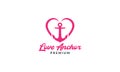 Anchor with love or heart logo vector icon illustration Royalty Free Stock Photo