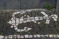 Anchor made of cobblestones, Povoacao, Sao Miguel, Azores