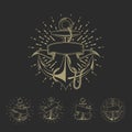 Anchor maritime sailor tattoo set or vintage nautical logo collection Royalty Free Stock Photo