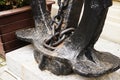 Anchor monument stands on the street, close up