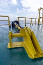 Anchor mooring chain on a construction work barge Royalty Free Stock Photo