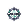 Anchor nautical marine circle seal logo design with text
