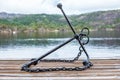 An anchor near the sea in the fjord of Bergen in Norway - 1