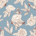 Anchor and peones seamless pattern