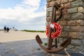 Anchor and poppies at end of Operation Dynamo Memorial to Allied Forces in Dunkirk