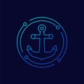 anchor, port line vector icon