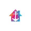 Anchor with rope home shape logo design
