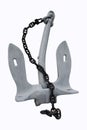 Anchor and rusty chain isolate on white background, clipping path. Royalty Free Stock Photo