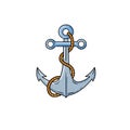 Anchor for sailing boat. Marine navy badge