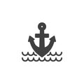 Anchor and sea waves vector icon Royalty Free Stock Photo