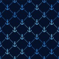 Anchor seamless pattern. Anchors texture. Repeat blue background. Repeated marine pattern. Nautical ship or sail boat for design p