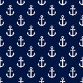 Anchor seamless pattern. Anchors texture. Repeating symbol boat or ship patern on blue background. Repeated nautical design for pr