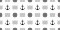 Anchor Seamless Pattern helm boat pirate nautical maritime wave tropical summer beach ocean tile background scarf isolated