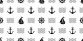 Anchor Seamless Pattern helm boat pirate nautical maritime wave tropical summer ocean beach tile background scarf isolated