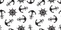 Anchor Seamless Pattern vector helm boat chain pirate Nautical maritime isolated tropical background wallpaper