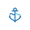 Anchor Ship Cruise Boat Nautical Sea Marine Wave Line Logo