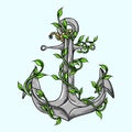 Anchor ship hand drawn vector. sea rope, nautical old boat Royalty Free Stock Photo