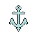 Anchor ship pixel art. 8 bit Vector illustration