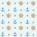 Anchor and shipwheel nautical pattern Royalty Free Stock Photo