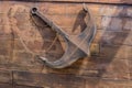 Anchor on side of replica 14th century British sailing vessel