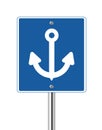 Anchor sign on blue traffic Royalty Free Stock Photo