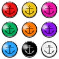 Anchor sign button icon set isolated on white with clipping path