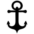 Anchor. Silhouette. Navigation symbol. Vector illustration. Outline on an isolated white background. Flat style.