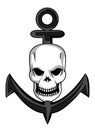 Anchor skull cartoon design illustration