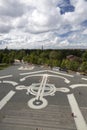 Anchor square in front of the Naval Nikolsky Cathedral in Kronstadt, view from the bell Royalty Free Stock Photo