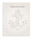 Anchor symbol icon, realistic clean sheet of paper torn from block