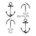 Anchor symbols set in vector illustration. Royalty Free Stock Photo