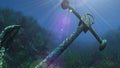 Anchor under water sun ray illustration Royalty Free Stock Photo