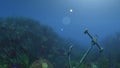 anchor under water sun ray illustration Royalty Free Stock Photo