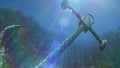 anchor under water sun ray illustration Royalty Free Stock Photo