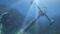 Anchor under water sun ray illustration Royalty Free Stock Photo