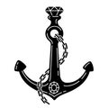 Anchor vector helm boat pirate logo icon diamond gem nautical maritime illustration symbol graphic Royalty Free Stock Photo