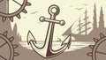 Anchor in a vintage shipyard, old ship in background. vector design Generative AI Royalty Free Stock Photo