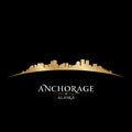 Anchorage Alaska city skyline silhouette black background