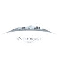 Anchorage Alaska city skyline silhouette white background