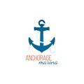 Anchorage marina logo template with anchor