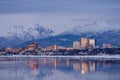 Anchorage Skyline and Snowy Chugach Mountans