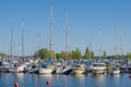 Anchorage of yachts on Lake Saimaa, June day. Finland