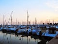 Anchorage for yachts in Switzerland. Sunset.