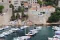 Anchorage of yachts at the walls of old Dubrovnik