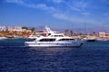 Private motor yacht approaching to anchorage in Tabarca island.