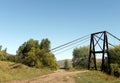 Anchorages of the old bridge over the Inya River near the village of Chineta in the Altai Territory Royalty Free Stock Photo