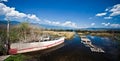 Anchored boat at lake Dojran,Macedonia Royalty Free Stock Photo