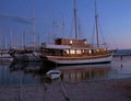 Anchored boats at night 1 Royalty Free Stock Photo